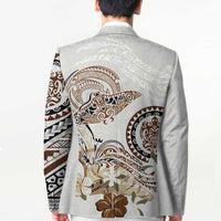 Polynesian Manta Ray Blazer Beige Floral Turtle Tattoo - Polynesian Pride