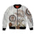 Polynesian Manta Ray Bomber Jacket Beige Floral Turtle Tattoo - Polynesian Pride