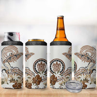 Polynesian Manta Ray 4 in 1 Can Cooler Tumbler Beige Floral Turtle Tattoo - Polynesian Pride