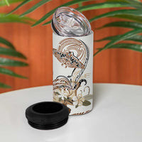 Polynesian Manta Ray 4 in 1 Can Cooler Tumbler Beige Floral Turtle Tattoo - Polynesian Pride