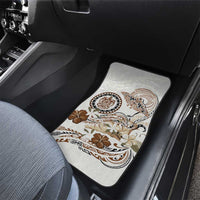 Polynesian Manta Ray Car Mats Beige Floral Turtle Tattoo - Polynesian Pride