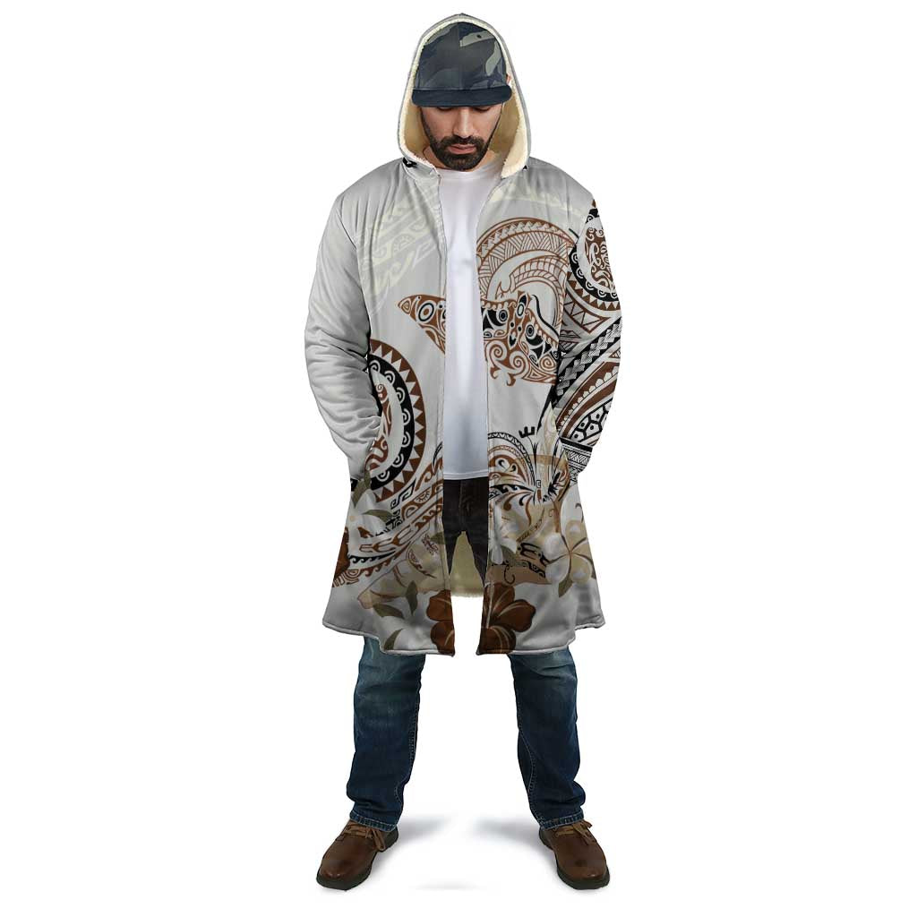 Polynesian Manta Ray Cloak Beige Floral Turtle Tattoo - Polynesian Pride