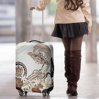 Polynesian Manta Ray Luggage Cover Beige Floral Turtle Tattoo - Polynesian Pride