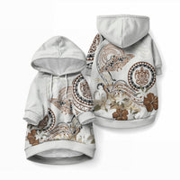 Polynesian Manta Ray Pet Hoodie Beige Floral Turtle Tattoo LT9 Pullover Beige - Polynesian Pride