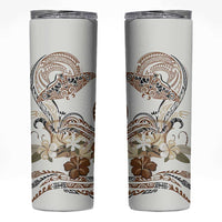 Polynesian Manta Ray Skinny Tumbler Beige Floral Turtle Tattoo - Polynesian Pride