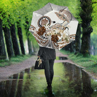 Polynesian Manta Ray Umbrella Beige Floral Turtle Tattoo - Polynesian Pride