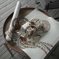 Polynesian Manta Ray Wrapping Paper Beige Floral Turtle Tattoo - Polynesian Pride