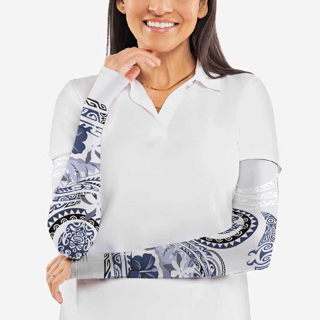 Polynesian Manta Ray Arm Sleeves Blue Floral Turtle Tattoo - Polynesian Pride