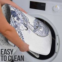 Polynesian Manta Ray Bathroom Set Blue Floral Turtle Tattoo - Polynesian Pride