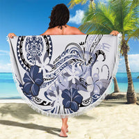 Polynesian Manta Ray Beach Blanket Blue Floral Turtle Tattoo - Polynesian Pride