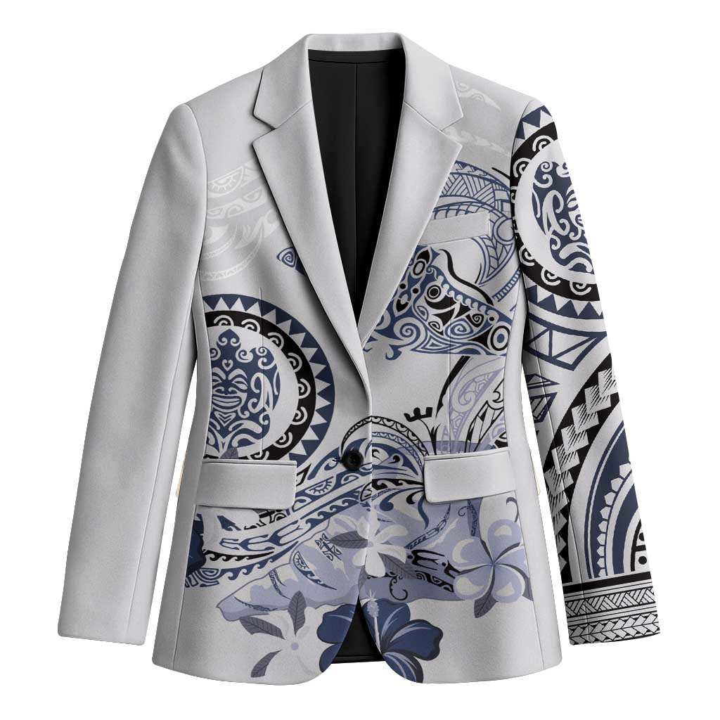 Polynesian Manta Ray Blazer Blue Floral Turtle Tattoo - Polynesian Pride