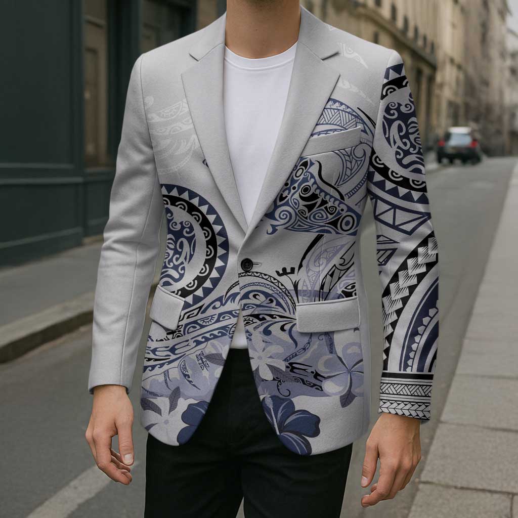 Polynesian Manta Ray Blazer Blue Floral Turtle Tattoo - Polynesian Pride