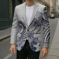 Polynesian Manta Ray Blazer Blue Floral Turtle Tattoo - Polynesian Pride