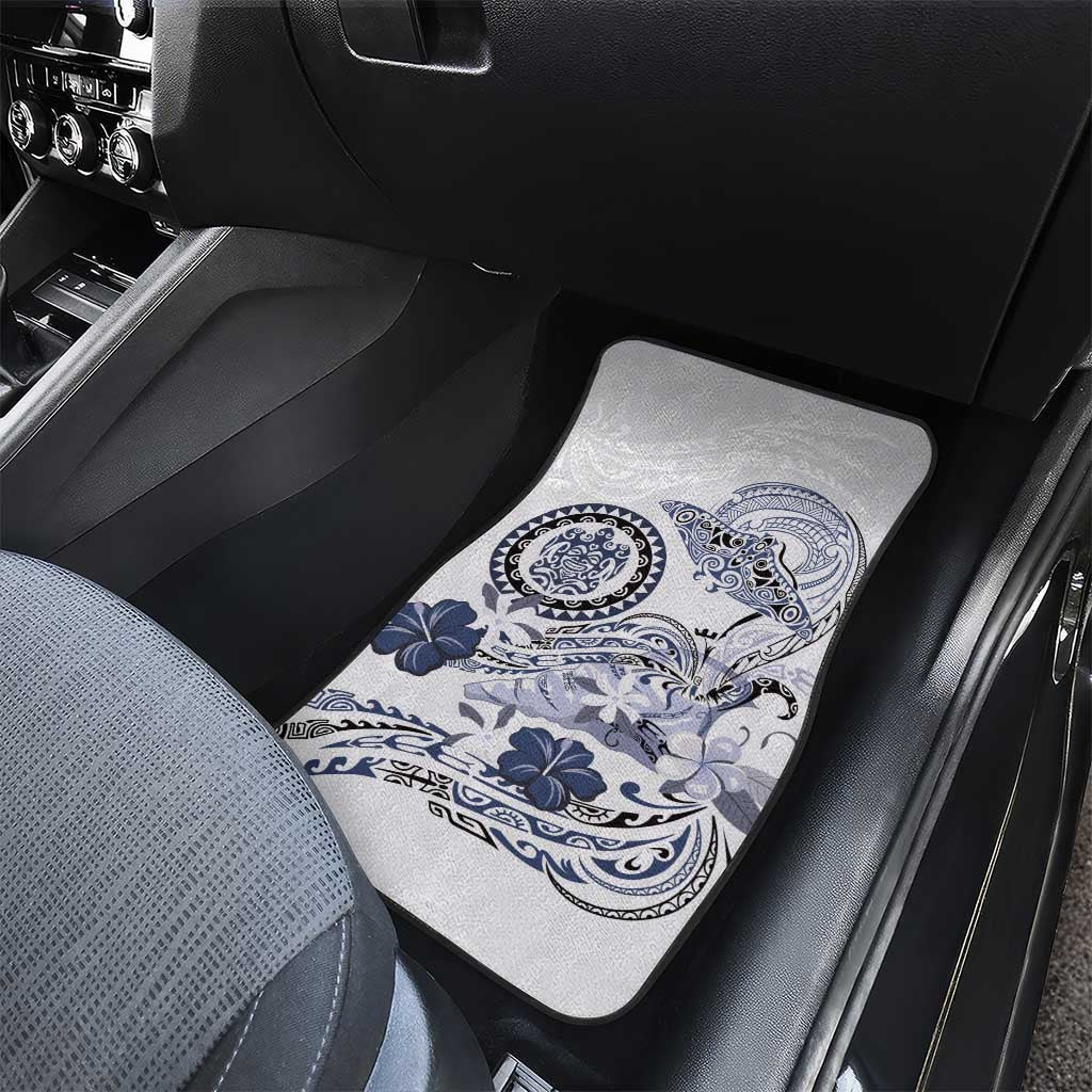 Polynesian Manta Ray Car Mats Blue Floral Turtle Tattoo - Polynesian Pride