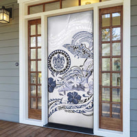 Polynesian Manta Ray Door Cover Blue Floral Turtle Tattoo - Polynesian Pride