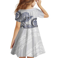 Polynesian Manta Ray Family Matching Long Sleeve Bodycon Dress and Hawaiian Shirt Blue Floral Turtle Tattoo LT9 - Polynesian Pride