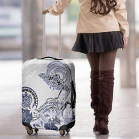 Polynesian Manta Ray Luggage Cover Blue Floral Turtle Tattoo - Polynesian Pride