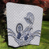 Polynesian Manta Ray Quilt Blue Floral Turtle Tattoo - Polynesian Pride