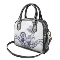 Polynesian Manta Ray Shoulder Handbag Blue Floral Turtle Tattoo - Polynesian Pride