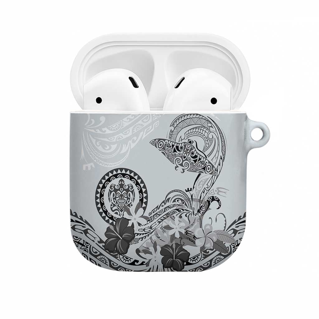 Polynesian Manta Ray AirPods Case Gray Floral Turtle Tattoo - Polynesian Pride