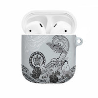 Polynesian Manta Ray AirPods Case Gray Floral Turtle Tattoo - Polynesian Pride