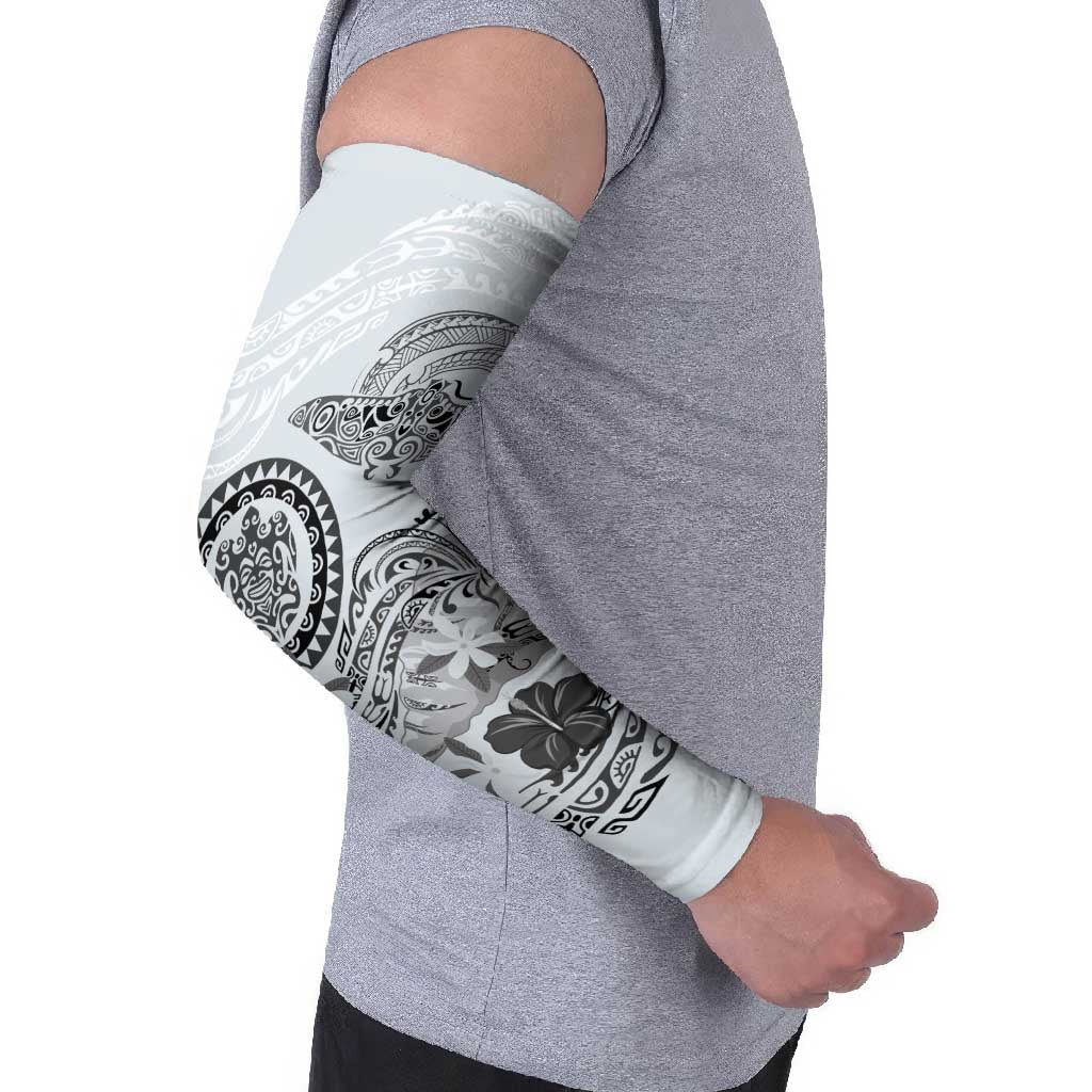 Polynesian Manta Ray Arm Sleeves Gray Floral Turtle Tattoo - Polynesian Pride