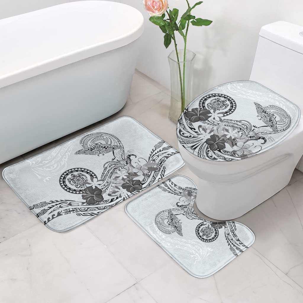 Polynesian Manta Ray Bathroom Set Gray Floral Turtle Tattoo - Polynesian Pride