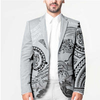 Polynesian Manta Ray Blazer Gray Floral Turtle Tattoo - Polynesian Pride