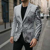 Polynesian Manta Ray Blazer Gray Floral Turtle Tattoo - Polynesian Pride