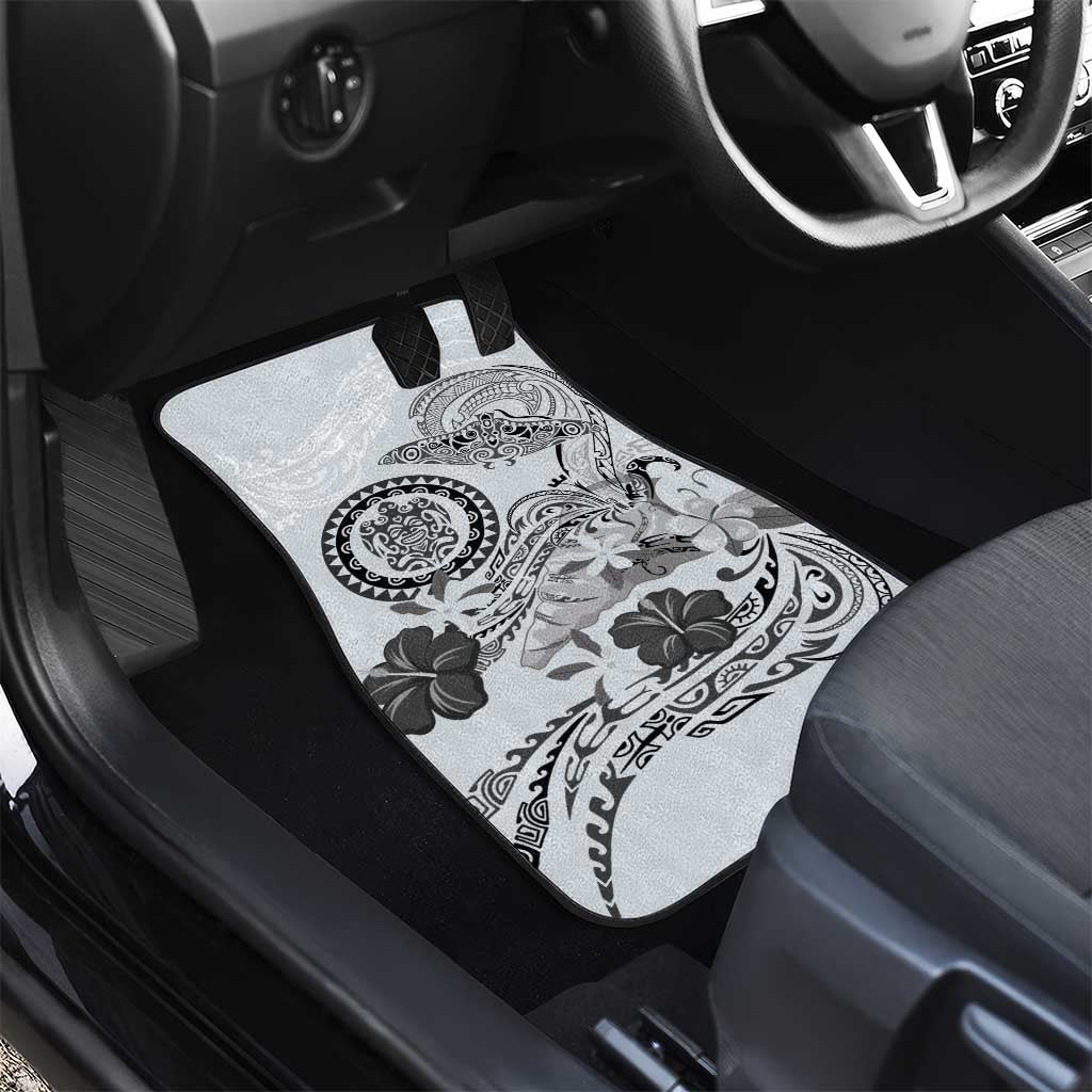 Polynesian Manta Ray Car Mats Gray Floral Turtle Tattoo - Polynesian Pride
