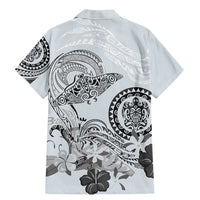 Polynesian Manta Ray Family Matching Mermaid Dress and Hawaiian Shirt Gray Floral Turtle Tattoo LT9 - Polynesian Pride