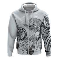 Polynesian Manta Ray Hoodie Gray Floral Turtle Tattoo - Polynesian Pride