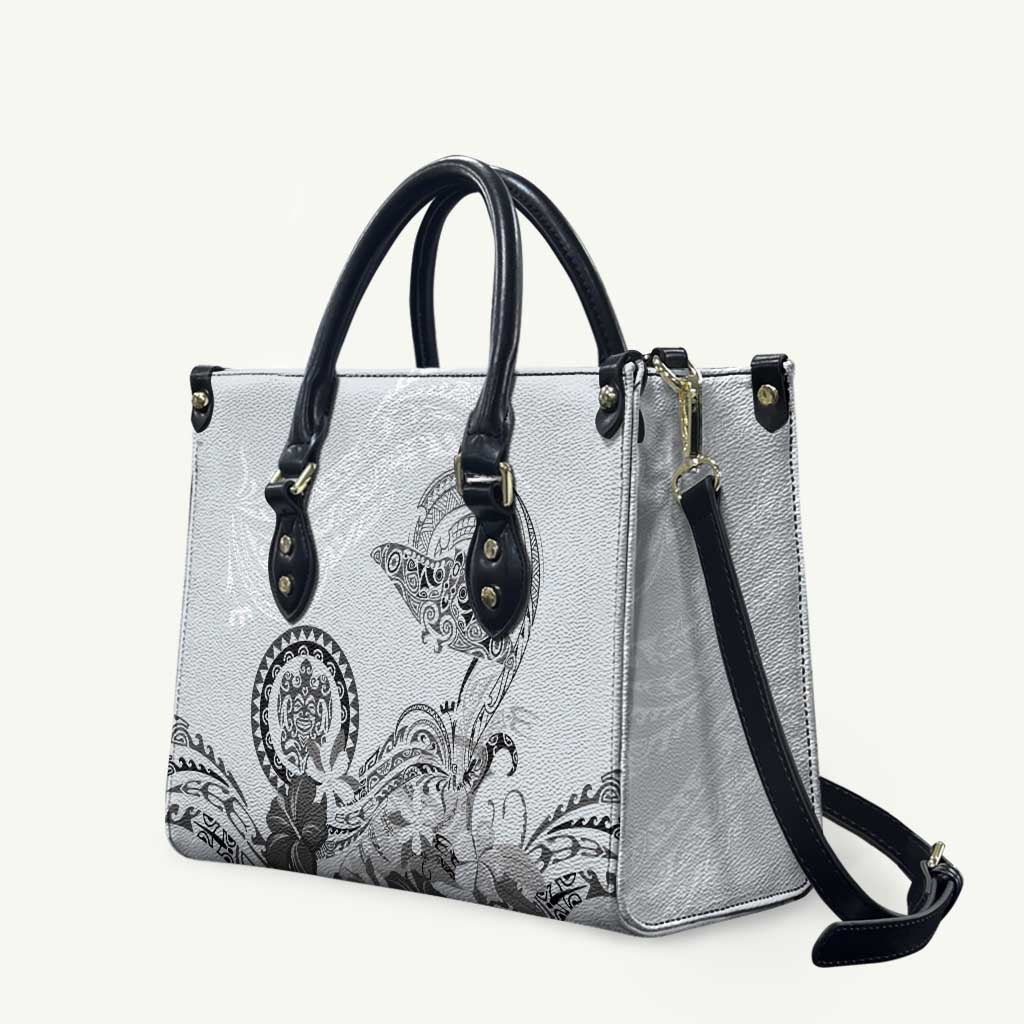 Polynesian Manta Ray Leather Bag Gray Floral Turtle Tattoo - Polynesian Pride
