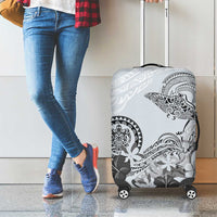 Polynesian Manta Ray Luggage Cover Gray Floral Turtle Tattoo - Polynesian Pride