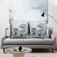 Polynesian Manta Ray Pillow Cover Gray Floral Turtle Tattoo - Polynesian Pride