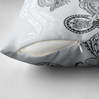 Polynesian Manta Ray Pillow Cover Gray Floral Turtle Tattoo - Polynesian Pride