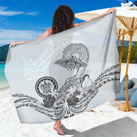 Polynesian Manta Ray Sarong Gray Floral Turtle Tattoo - Polynesian Pride