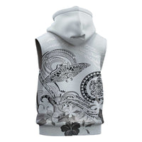 Polynesian Manta Ray Sleeveless Zip Hoodie Gray Floral Turtle Tattoo - Polynesian Pride