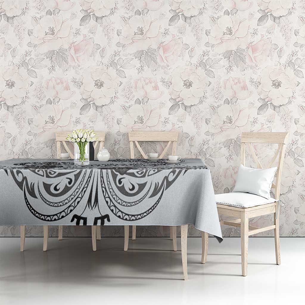 Polynesian Manta Ray Tablecloth Gray Floral Turtle Tattoo - Polynesian Pride