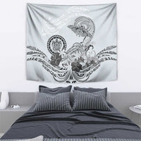 Polynesian Manta Ray Tapestry Gray Floral Turtle Tattoo - Polynesian Pride