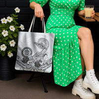 Polynesian Manta Ray Tote Bag Gray Floral Turtle Tattoo - Polynesian Pride