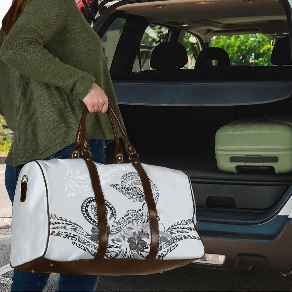 Polynesian Manta Ray Travel Bag Gray Floral Turtle Tattoo - Polynesian Pride