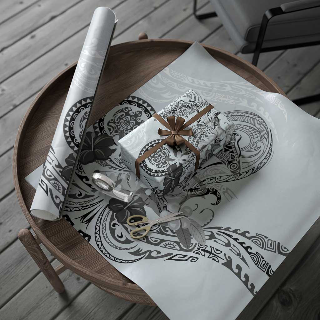 Polynesian Manta Ray Wrapping Paper Gray Floral Turtle Tattoo - Polynesian Pride