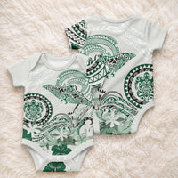 Polynesian Manta Ray Baby Onesie Green Floral Turtle Tattoo LT9 - Polynesian Pride