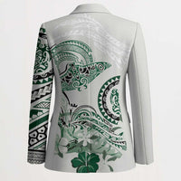 Polynesian Manta Ray Blazer Green Floral Turtle Tattoo - Polynesian Pride