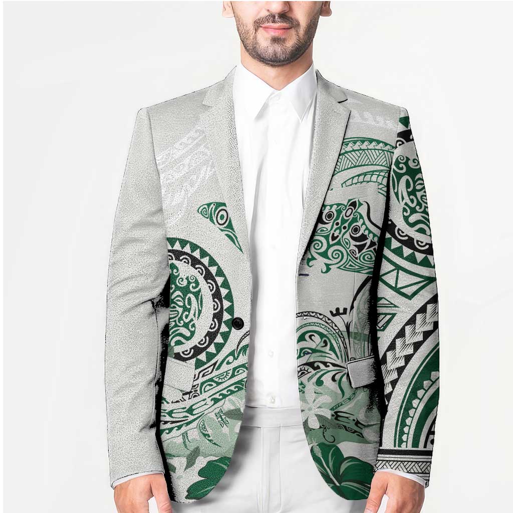Polynesian Manta Ray Blazer Green Floral Turtle Tattoo - Polynesian Pride