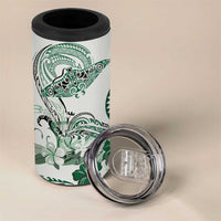 Polynesian Manta Ray 4 in 1 Can Cooler Tumbler Green Floral Turtle Tattoo - Polynesian Pride
