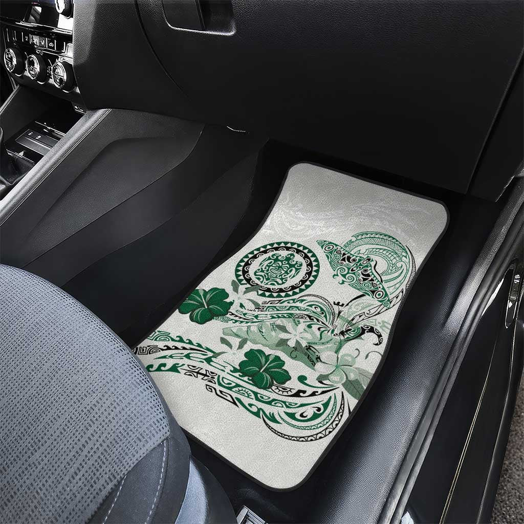 Polynesian Manta Ray Car Mats Green Floral Turtle Tattoo - Polynesian Pride