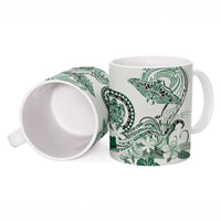 Polynesian Manta Ray Ceramic Mug Green Floral Turtle Tattoo - Polynesian Pride