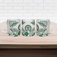 Polynesian Manta Ray Ceramic Mug Green Floral Turtle Tattoo - Polynesian Pride